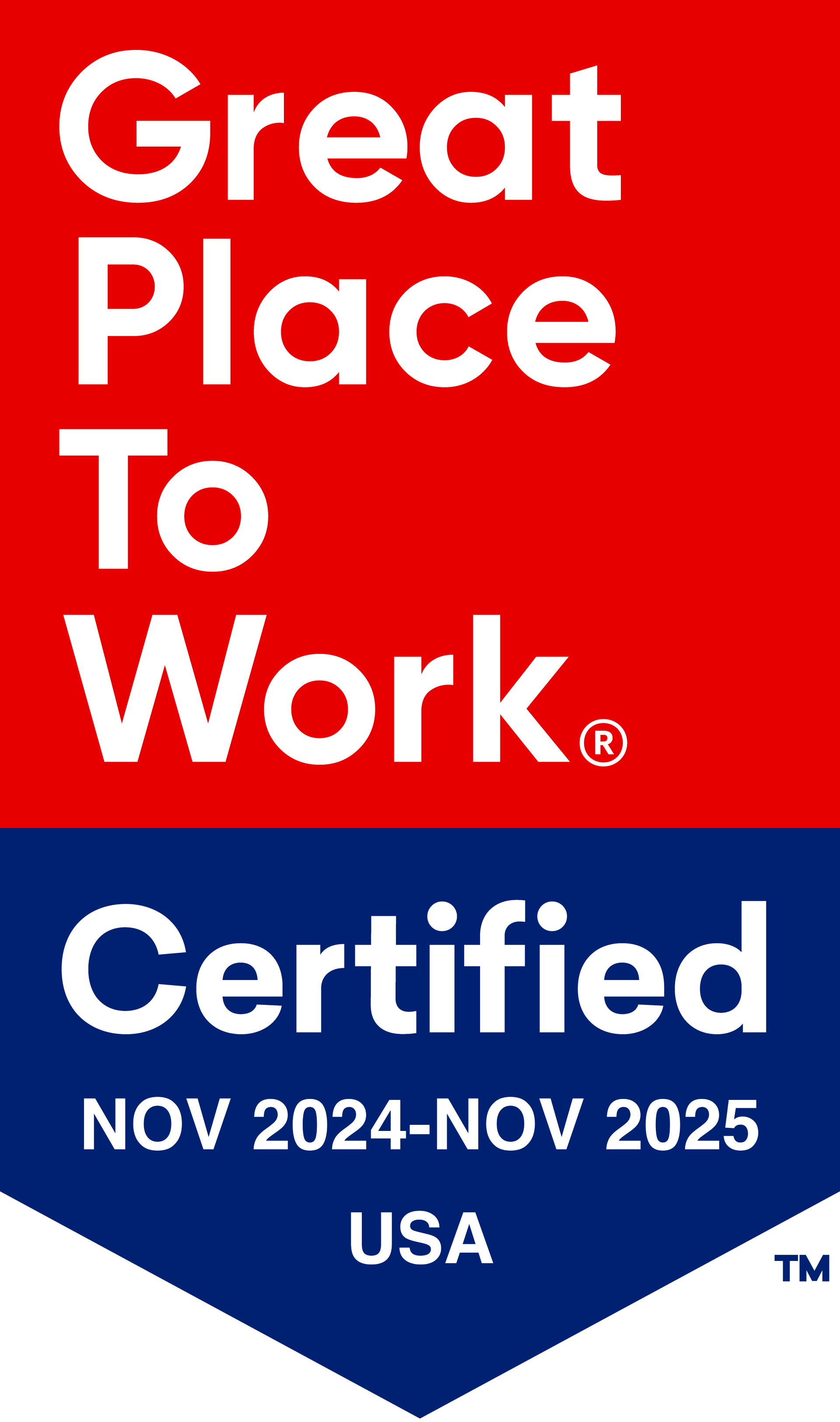 Great Place to Work Certified badge Nov 2024-2025